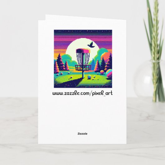 ディスクゴルフピンピクセルアート誕生日 カード (裏面)