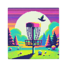 ディスクゴルフピンピクセルアート メタルプリント