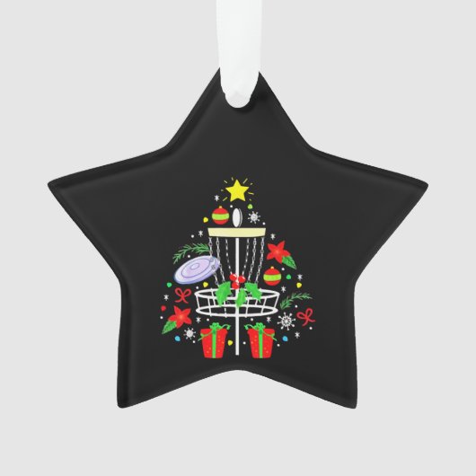 ディスクゴルフフリスビークリスマスオーナメントツリおもしろいー オーナメント (正面)