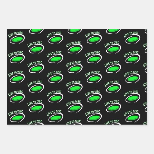 ディスクゴルフブラック、ライムグリーン及びホワイト誕生日 ラッピングペーパーシート (正面2)