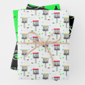 ディスクゴルフブラック、ライムグリーン及びホワイト誕生日 ラッピングペーパーシート (インサイチュ)