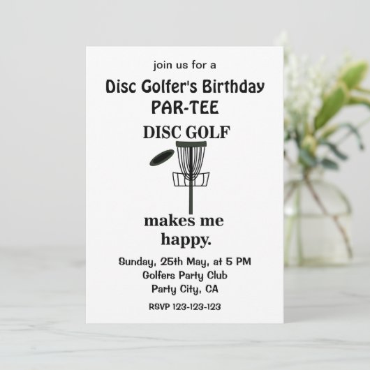ディスクゴルフプレーヤーゴルファー誕生日ディスクゴルフ 招待状 (スタンド正面)