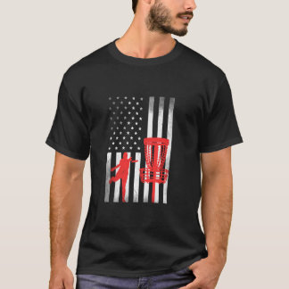 ディスクゴルフプレーヤーヴィンテージUSフラグディス誇りを持ったクゴルフ Tシャツ
