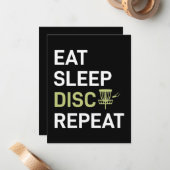 ディスクゴルフプレーヤー | 食べる 睡る ディスクゴルフ 繰り返す ノートカード (正面/裏面インサイチュ)