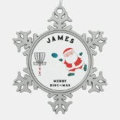 ディスクゴルフホリデーギフト スノーフレークピューターオーナメント (正面)