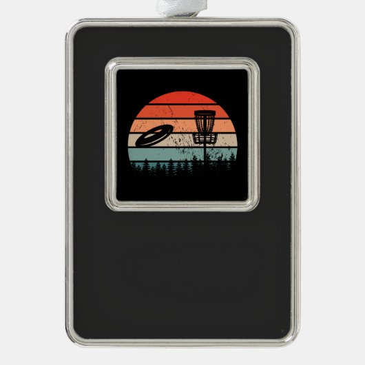 ディスクゴルフレトロ シルバープレートフレームオーナメント (正面)