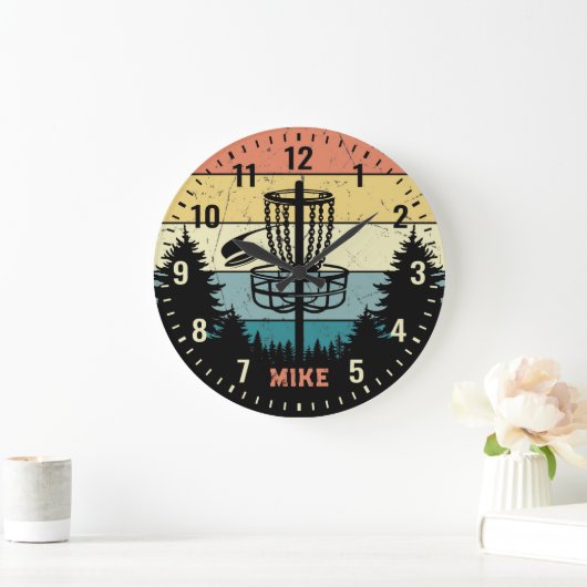 ディスクゴルフヴィンテージレトロ-スタイル個人用可能クロック ラージ壁時計 (ホーム)