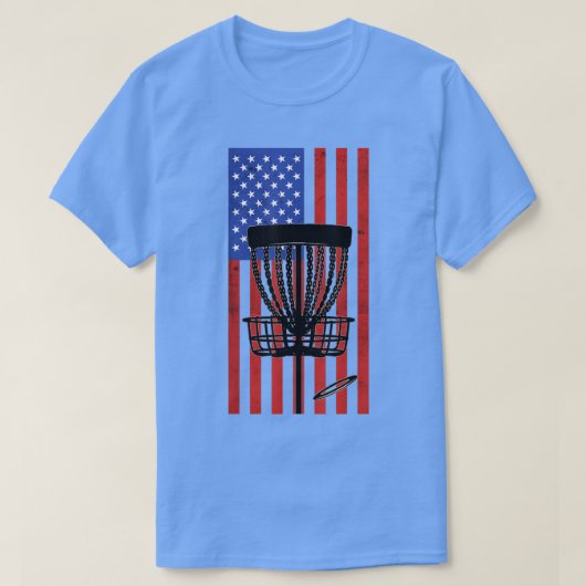 ディスクゴルフ動揺してヴィンテージ米国国旗4日 Tシャツ (デザイン正面)