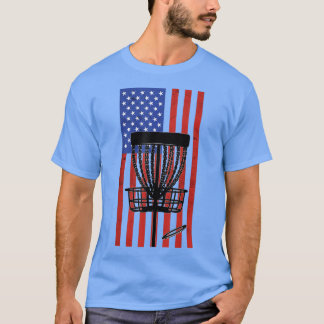 ディスクゴルフ動揺してヴィンテージ米国国旗4日 Tシャツ