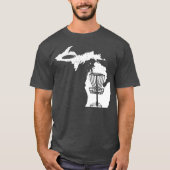 ディスクゴルフ好きクールミシガンマップディスクゴルフギフト Tシャツ (正面)