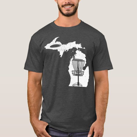 ディスクゴルフ好きクールミシガンマップディスクゴルフギフト Tシャツ (正面)