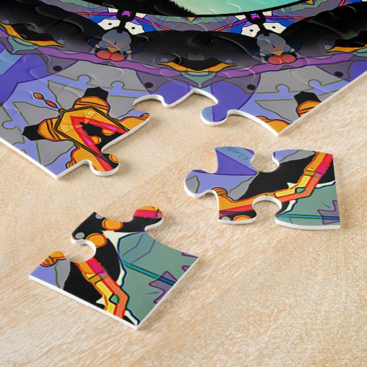 ディスクゴルフ抽象芸術バスケット3 ジグソーパズル (側面)