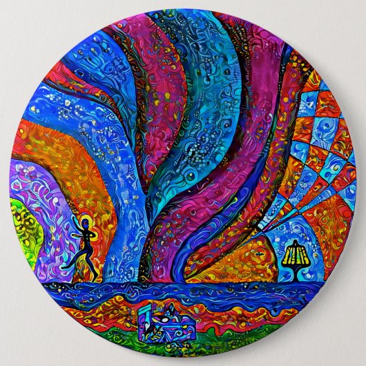 ディスクゴルフ芸術ボタン6" 缶バッジ (正面)