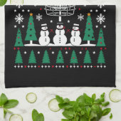 ディスクゴルフ醜いクリスマスセーターパジャマギフト キッチンタオル (折り畳み)