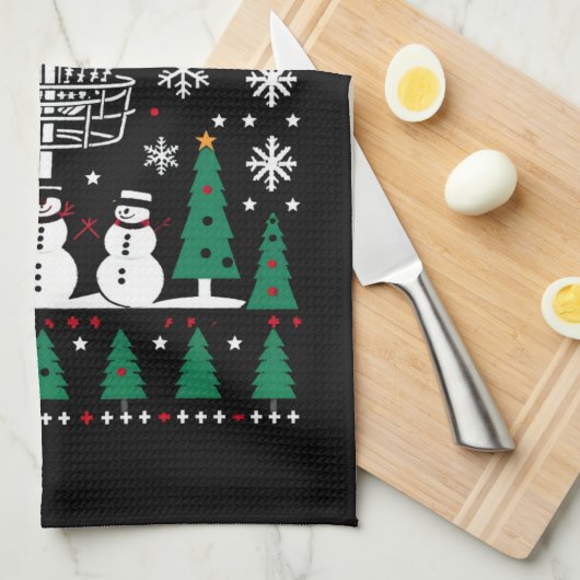 ディスクゴルフ醜いクリスマスセーターパジャマギフト キッチンタオル (四つ折り)