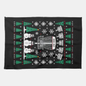 ディスクゴルフ醜いクリスマスセーターパジャマギフト キッチンタオル (横)