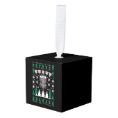 ディスクゴルフ醜いクリスマスセーターパジャマギフト キューブオーナメント (正面アングル)