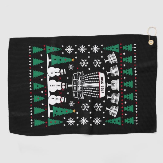 ディスクゴルフ醜いクリスマスセーターパジャマギフト ゴルフタオル (横)