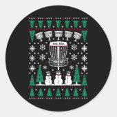 ディスクゴルフ醜いクリスマスセーターパジャマギフト ラウンドシール (正面)