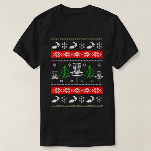 ディスクゴルフ醜いクリスマスセーター Tシャツ (デザイン正面)