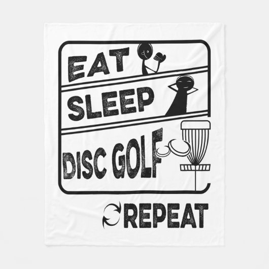 ディスクゴルフ食べススリープリピート フリースブランケット (正面)