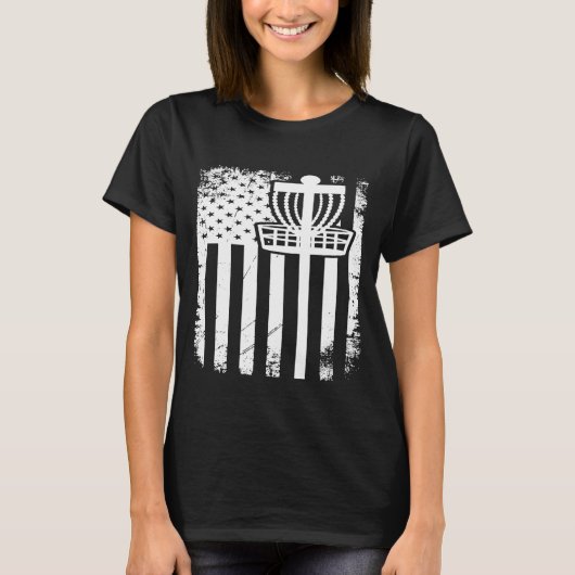 ディスクゴルフ アメリカ国旗 赤 白 青 1 Tシャツ (正面)