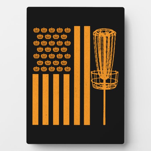 ディスクゴルフ ハロウィン アメリカ国旗 ディスクゴルフプレーヤー フォトプラーク (正面)