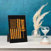 ディスクゴルフ ハロウィン アメリカ国旗 ディスクゴルフプレーヤー フォトプラーク (側面)