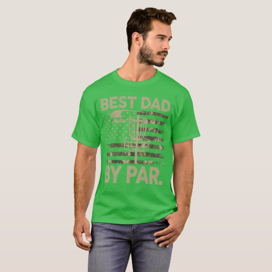 ディスクゴルフ フリスビー ジョーク 最高のパパ パー カモフラージュ アメリカ国旗 Tシャツ (正面フル)