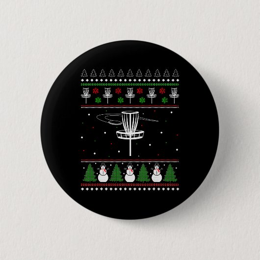 ディスクゴルフ Ugly Christmas スウェター パジャマ ギフトに 缶バッジ (正面)