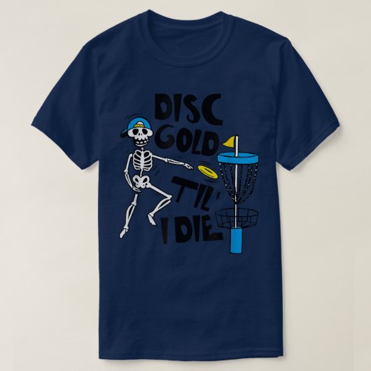 ディスクゴルフTil'ダイスケルトンおもしろいディスクゴルフ恋人 Tシャツ (デザイン正面)
