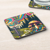 ディスクサイケデリックゴルフバスケット及びレトロキノコ コースター (左側)