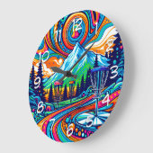 ディスクサイケデリックスクゴルフ場 ラージ壁時計 (傾斜)