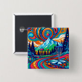 ディスクサイケデリックスクゴルフ場 缶バッジ (正面&裏面)