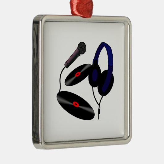 ディスクジョッキーのロゴ メタルオーナメント (右)