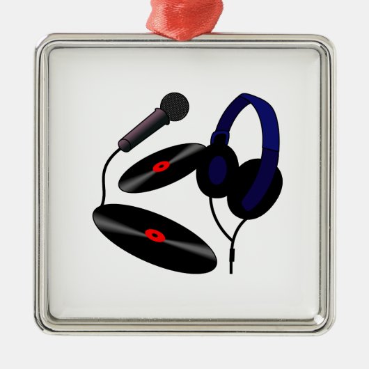 ディスクジョッキーのロゴ メタルオーナメント (正面)