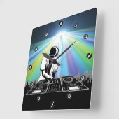 ディスクジョッキーの壁時計 スクエア壁時計 (傾斜)