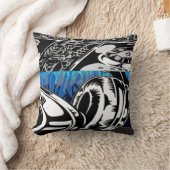 ディスクジョッキー青と赤の枕 クッション (ブランケット)