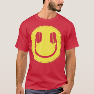 ディスクジョッキー顔DJミュージック Tシャツ