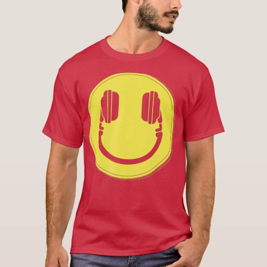 ディスクジョッキー顔DJミュージック Tシャツ (正面)