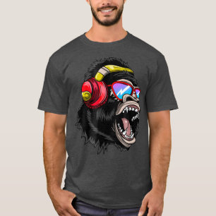 ディスクジョッキーDJモンキー猿人猿ゴリラTギフト Tシャツ