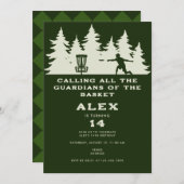 ディスク誕生日パーティーのディスクゴルフの保護者 招待状 (正面/裏面)