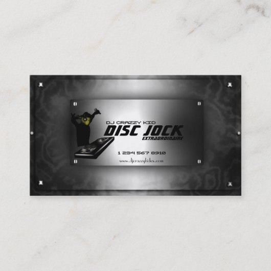 ディスク運動選手DJの名刺のテンプレート 名刺 (正面)