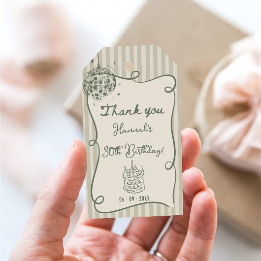 ディスコお洒落ハンドドローファンキー30歳の誕生日 ギフトタグ