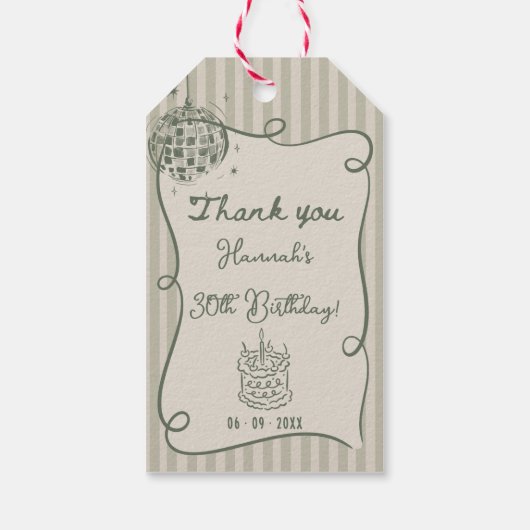 ディスコお洒落ハンドドローファンキー30歳の誕生日 ギフトタグ (裏面)