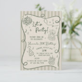 ディスコお洒落ハンドドローファンキー30歳の誕生日 招待状 (スタンド正面)