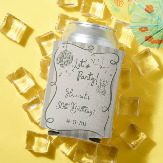 ディスコお洒落ハンドドローファンキー30歳の誕生日 缶クーラー (インサイチュ 夏)