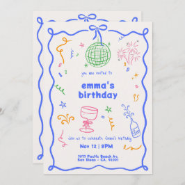 ディスコお洒落誕生日の色 招待状