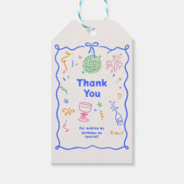 ディスコお洒落誕生日パステルカラフルズ ギフトタグ