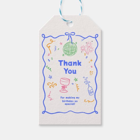 ディスコお洒落誕生日パステルカラフルズ ギフトタグ (正面)